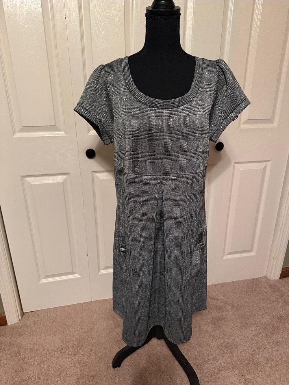 Enfocus Studio Gray Plaid Lightweight Shirt-Jacket Dress